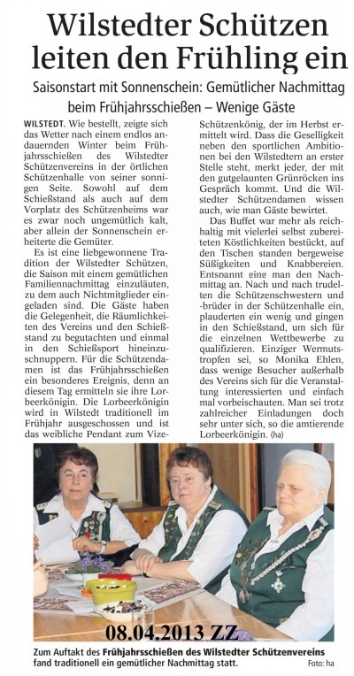 Bericht aus der Zevener Zeitung zum Fr&uuml;jahrsschieszlig;en 2013