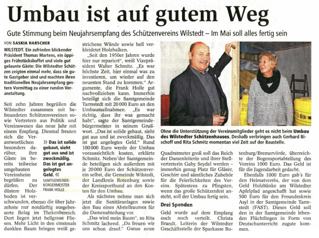 Bericht aus der Zevener Zeitung vom Neujahrsempfang 2016