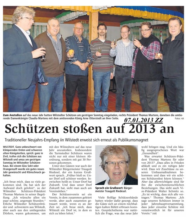 Bericht aus der Zevener Zeitung zum Neujahrsempfang 2013