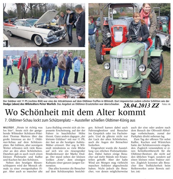 Bericht aus der Zevener Zeitung zum Oldtimertreffen 2013