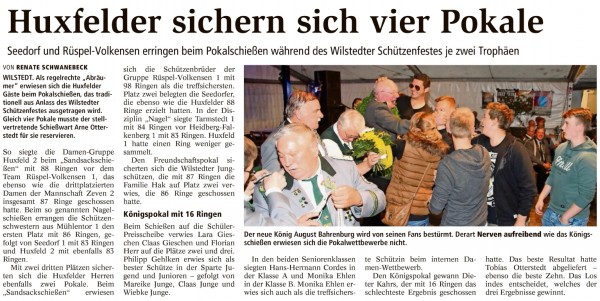 Bericht aus der Zevener Zeitung vom Sch&uuml;tzenfest 2015