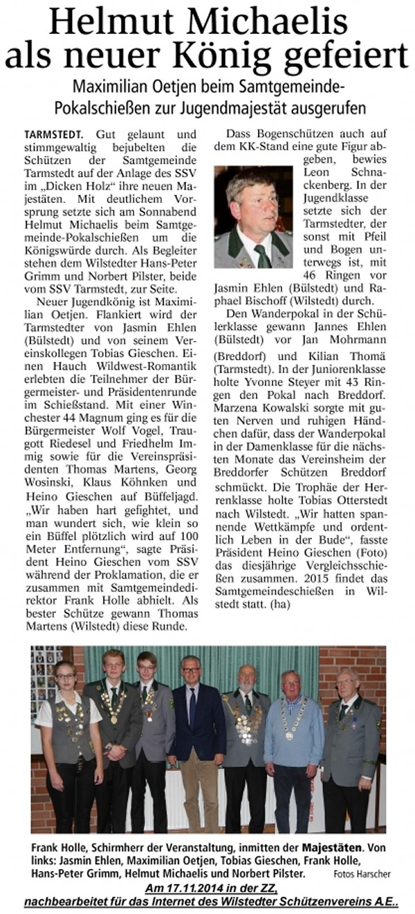 Bericht aus der Zevener Zeitung vom Samtgemeindeschie&szlig;en 2014