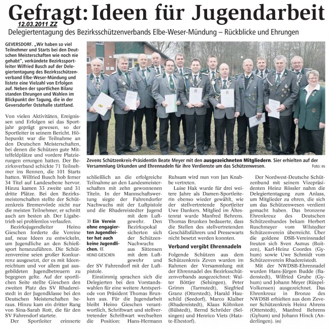 Bericht von der Bezirksdelegiertentagung 2011 aus der Zevener Zeitung