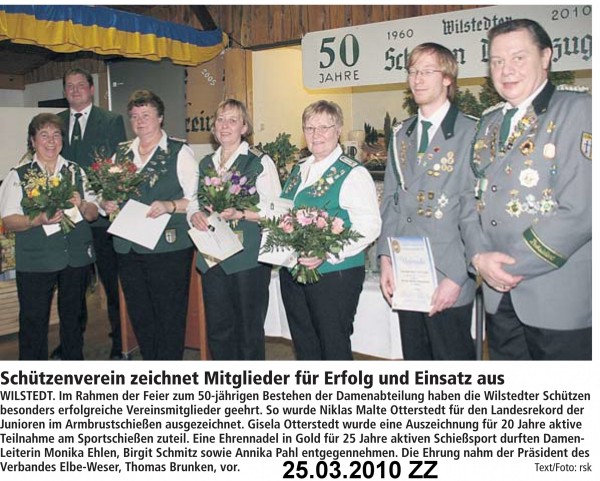 Bericht aus der Zevener Zeitung vom Damenjubil&auml;um am 20.03.2010