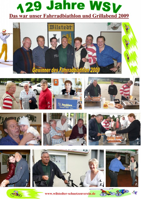 Collage von der Fahrradbiathlon und dem Grillabend 2009