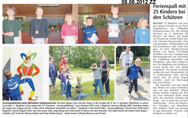 Bericht aus der Zevener Zeitung vom Ferienspa&szlig; 2012
