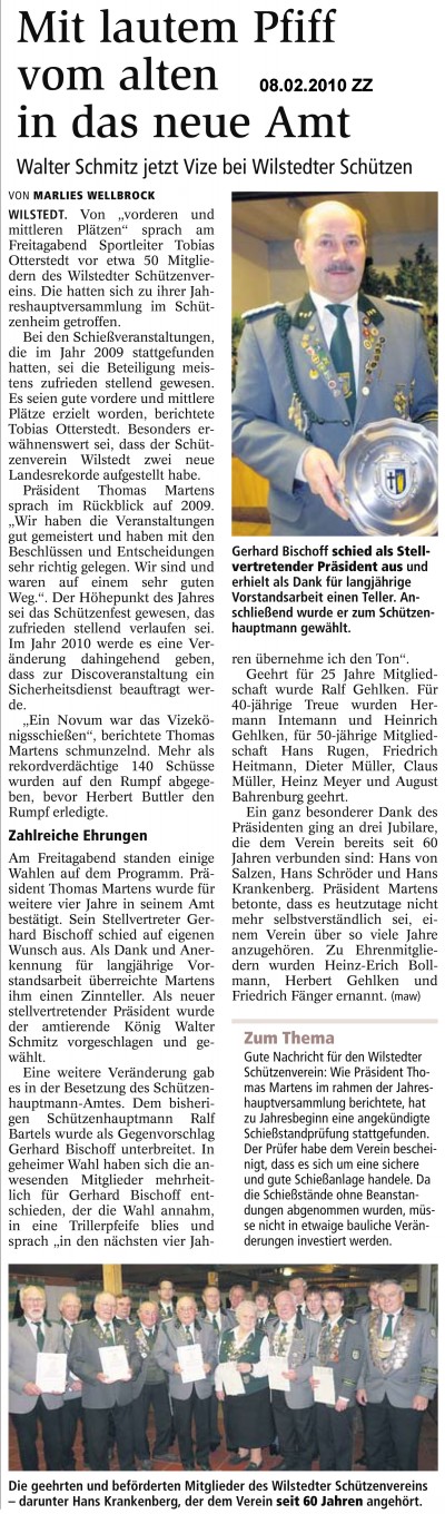 Bericht aus der Zevener Zeitung zu der Generalversammlung 2010