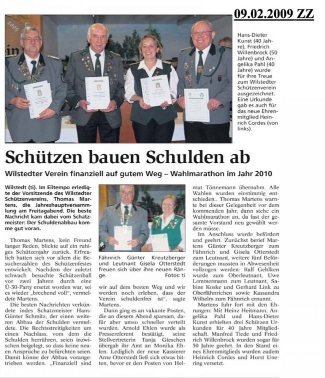 Bericht von der Generalversammlung 2009 aus der Zevener Zeitung