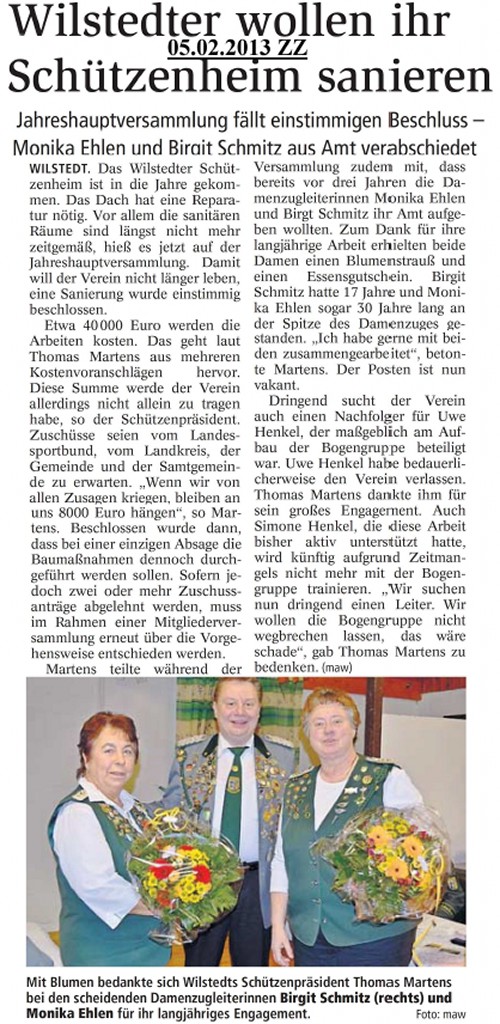 Bericht aus der Zevener Zeitung zur Generalversammlung 2013