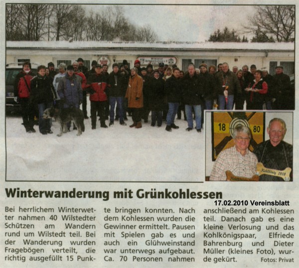 Bericht vom Gr&uuml;nkohlessen 2010 aus dem Vereinsblatt
