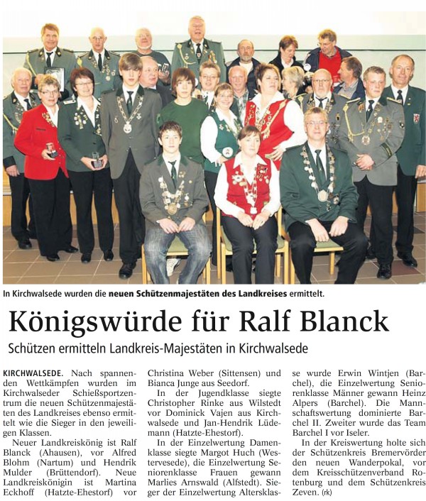 Bericht aus der Zevener Zeitung vom Landkreisk&ouml;nig 2009
