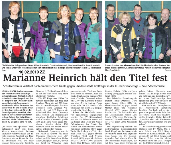 Bericht aus der Zevener Zeitung zum Bezirksoberligafinale 2010