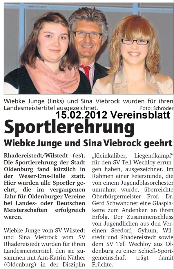 Bericht aus der Zevener Zeitung zur Sportlerehrung
